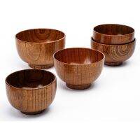 Japanese Tableware Hot Soup Noodle Ramen Bowl Child Protection Unbreakable Anti-scald Jujube Wooden Bowl Kitchen Containers 3PCS