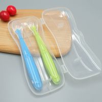 2Pcs Silicone Spoon Set Baby Learning to eat Training Spoon Baby Silicone Soft Spoon PP Plastic Box Childrens Tableware Box Bowl Fork Spoon Sets