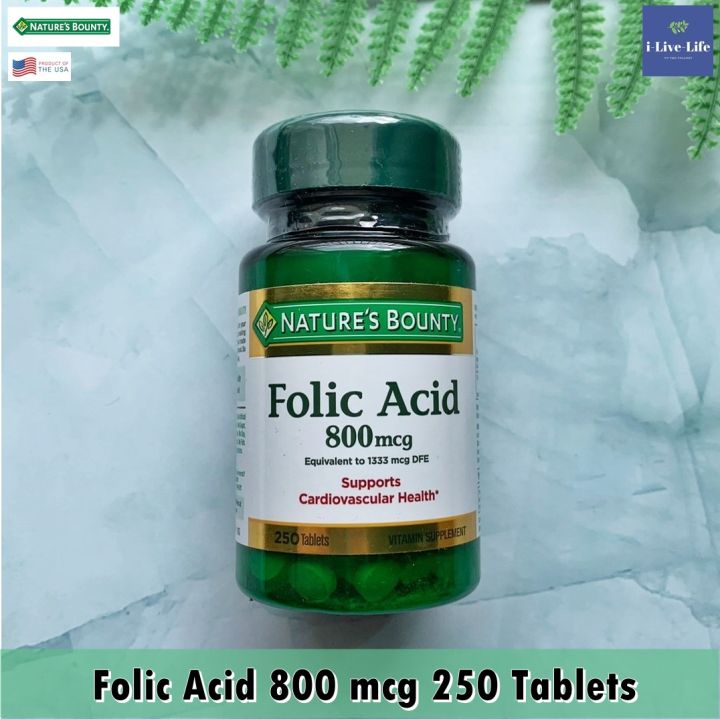 โฟลิค-แอซิด-folic-acid-800-mcg-250-tablets-natures-bounty-โฟลิก-กรดโฟลิค-วิตามินบี-9-b9