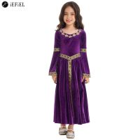 ZZOOI Kids Girls Medieval Princess Costume Long Flare Sleeve Dress Retro Gown Halloween Victorian Renaissance Faire Cosplay Dress Up