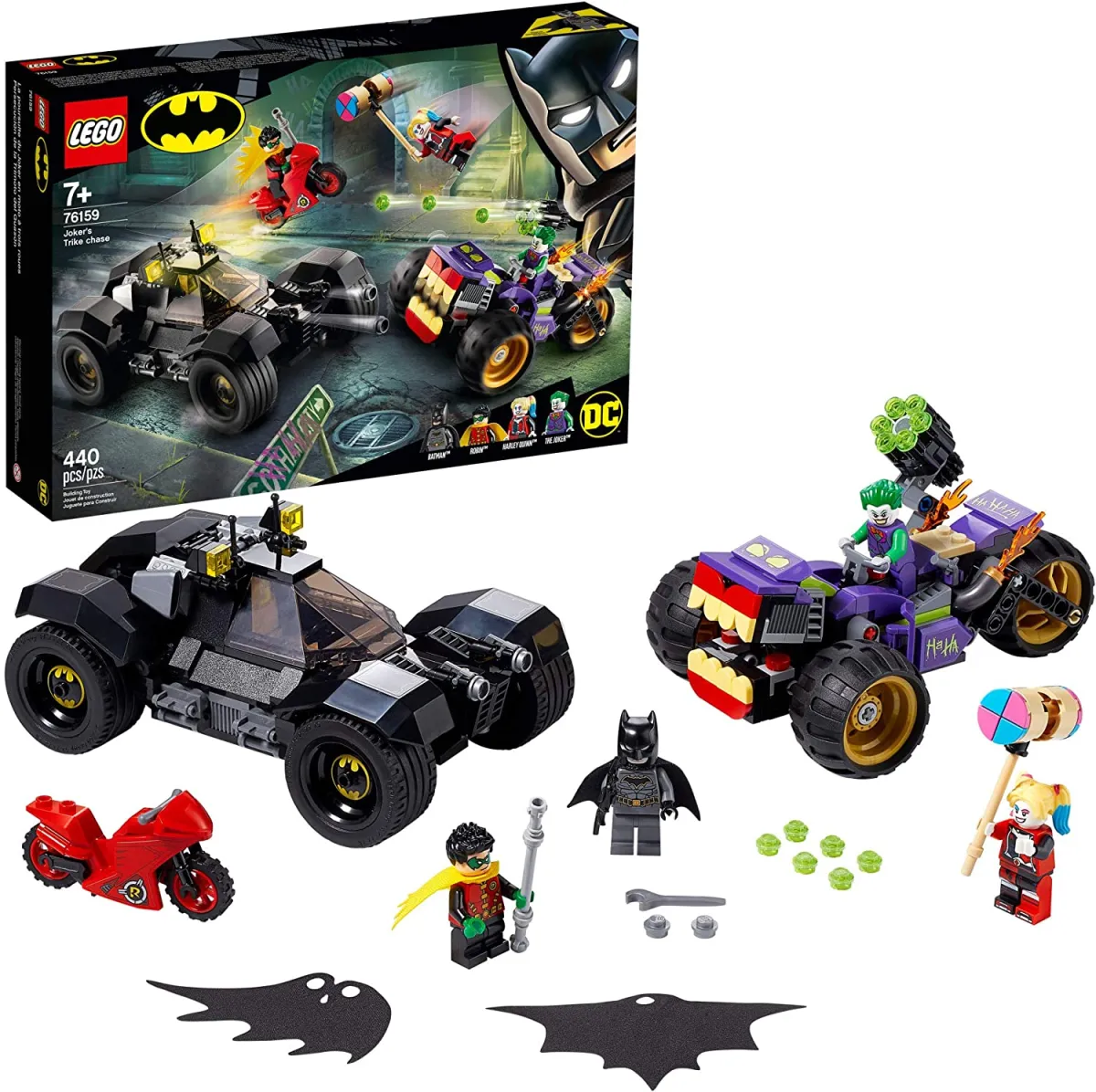 Lego DC Batman Joker's Tricycle Chase 76159 Bộ đồ chơi xe mô tô và ô tô