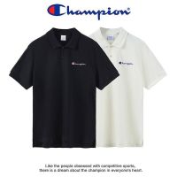 ☒ Trendy brand champion summer short-sleeved T-shirt pure cotton embroidered mens Polo shirt lapel loose version youth casual top