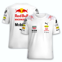 2022เสื้อยืดแขนสั้นผู้ชายฤดูร้อนโลโก้รถ3D Prin แฟชั่นกีฬาฤดูร้อนใหม่ F1ไดรเวอร์ World Champion เสื้อยืดแฟนรถ Max Breathable สูตร1สีแดงแข่งกระทิงเสื้อยืดทีม