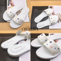 [ส่งเร็วพิเศษ!] Cherlida รองเท้าแตะสวม รองเท้าแตะ รองเท้าแตะผู้หญิง ลายดอกไม้ พื้นกันลื่น ส่วมใส่สบาย รองเท้าแตะสวมผู้หญิง