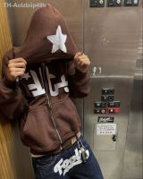 Aolzbiip49h Hip Hop ผู้ชาย Hoodies Star พิมพ์เสื้อกีฬาเสื้อ Gothics Punk ขนาดใหญ่ Zip Up Hooded Sweatshirts Streetwear