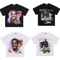 คุณภาพดี Vintage สบาย Kanye Bear Letter พิมพ์เสื้อยืดผู้ชาย High Street ผู้หญิงเสื้อยืดขนาดใหญ่แฟชั่น Tee