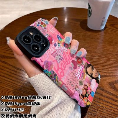 iphone case Apple XR modified 14Pro ตุ๊กตาบาร์บี้รูปแบบไม้จิ้มฟัน xr modified 13/14Pro ultimate version modified เคสโทรศัพท์มือถือ