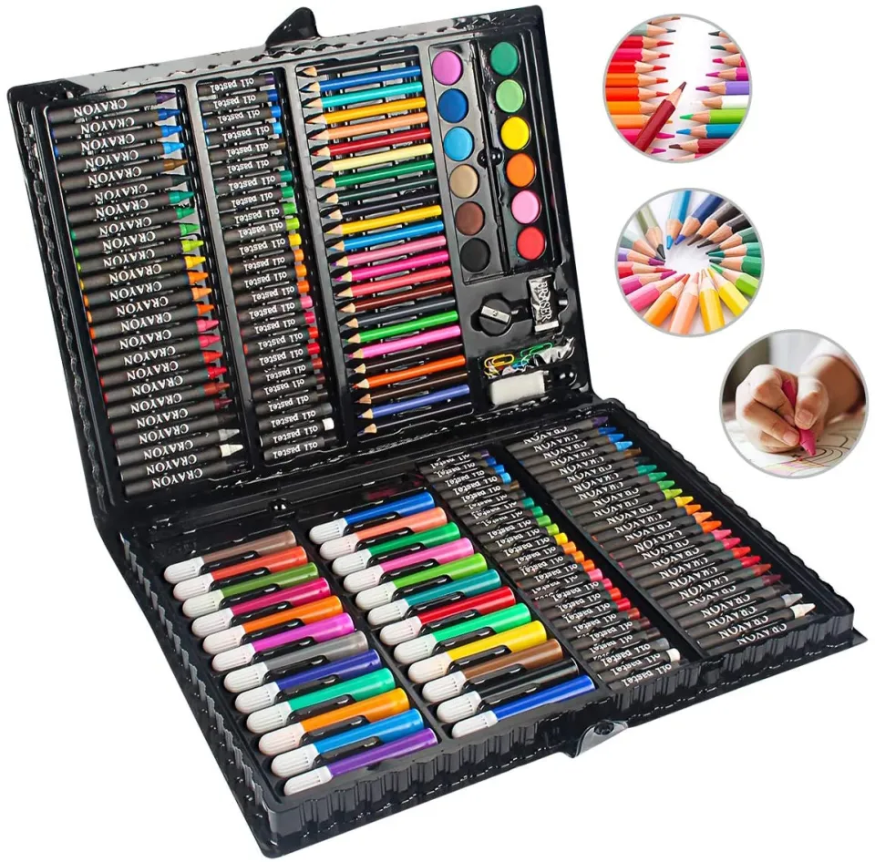 150 Pieces Kids Deluxe Artist Drawing & Painting Set,Art Supplies for Drawing Portable Plastic Case with Oil Pastels, Crayons, Colored Pencils