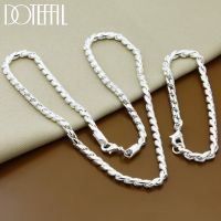 DOTEFFIL 925 Sterling Silver Twist Around Chain Necklace Bracelet Jewelry Sets For Women Wedding Engagement Party Gift