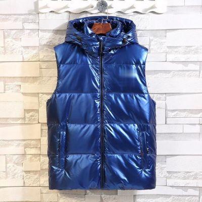 ZZOOI Down Jacket Men Winter Thick All-match Sleeveless Coats Male Commute Windproof Wear-resistant Hooded Mens Vest Jackets