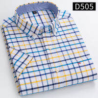 S-7XL Mens Short Sleeve Oxford Printed Casual Dress Shirts Front Patch Chest Pocket Regular-fit Button-down Collar Work Shirts