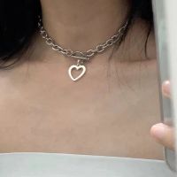 Hip Hop Necklac eR Punk Love Pendant Metal Texture Exaggerated Thick Chain