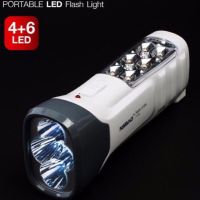 Pro +++ ไฟฉาย LED (nsbao)4+6 ดวง แบบชาร์จไฟ รุ่น nsb-3726 White ราคาดี ไฟฉาย แรง สูง ไฟฉาย คาด หัว ไฟฉาย led ไฟฉาย แบบ ชาร์จ ได้