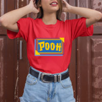 Pooh Letter Womens T-shirt Red Hip Hop Short Sleeve Casual Harajuku Fashion Winnie-the-Pooh Basic Harajuku Tee shirtPooh