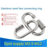 5 Pcs Carabiner Hook 304 Stainless Steel Oval Screwlock Quick Link Lock Ring Hook Chain Rope Connector Buckle Locked Hooks