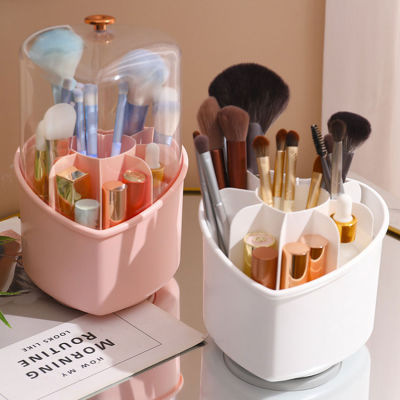 360° Rotating Makeup Brushes Holder Portable Desktop Cosmetic Organizer Cosmetic Storage Box Eyebrow Pen Case Lipstick Organizer