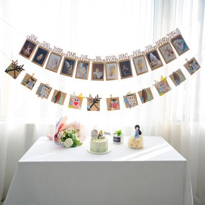Creative photo wall hanging baby shower birthday party layout bunting photo background wall layout hanging flag