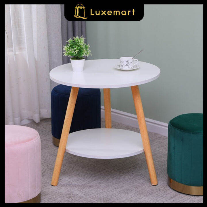 Luxe Mart 49cm Simple European Style Coffee Wood Living Room Round ...