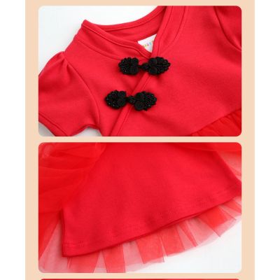 Baby Dress Newborn Baby Girls Clothes Cheongsam Chinese New Year Girls Dresses Red 0-2 old 100cotton