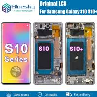 100% จอ LCD แบบดั้งเดิมสำหรับ Samsung Galaxy S10 G973 G973F จอแสดงผลหน้าจอสัมผัสสำหรับซัมซุง S10พลัส G975 G975F แอลซีดีพร้อมฝาหลังปิดโทรศัพท์