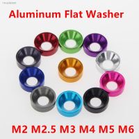 ♙▼ 10pcs Aluminum alloy Flat washer M2 M2.5 M3 M4 M5 M6 aluminum colorful countersunk head bolt washers gasket anodized 11 colors