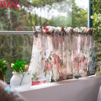 【YD】 Pleated Flowers Short Curtains Korea Pastoral Floral Yarn Half for Valance  A043