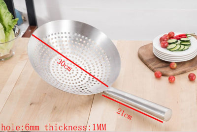 Large Big Thick Stainless Steel Mesh Strainer Colander Handle Cookware Oil Strainer Flour Sifter Colander Kitchen Cooing wok