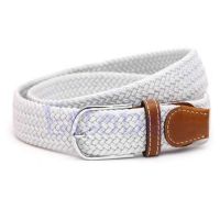 6 colors Fashion Mens Stretch Belt Premium Leather Golf Wide Elastic Waistband