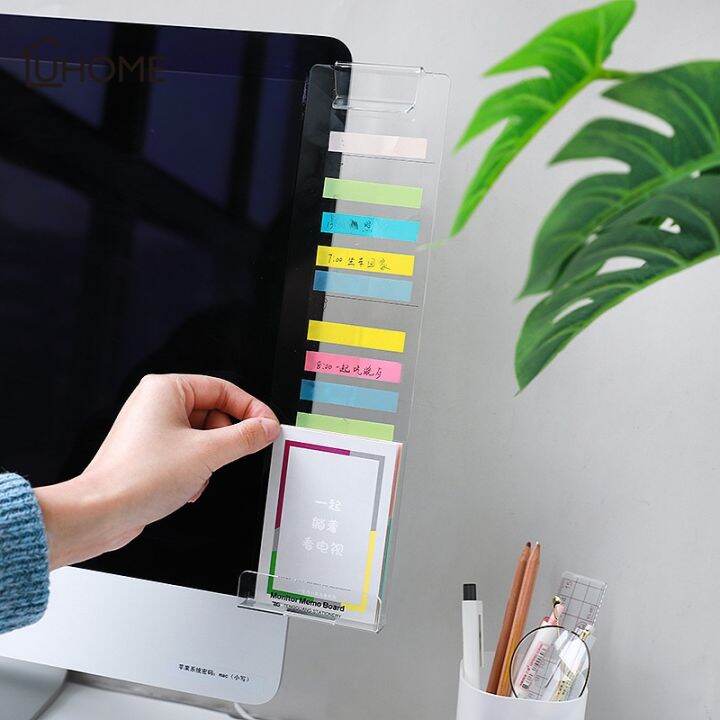 creative-acrylic-monitor-message-memo-board-for-sticky-notes-transparent-name-card-phone-holder-desktop-storage-rack