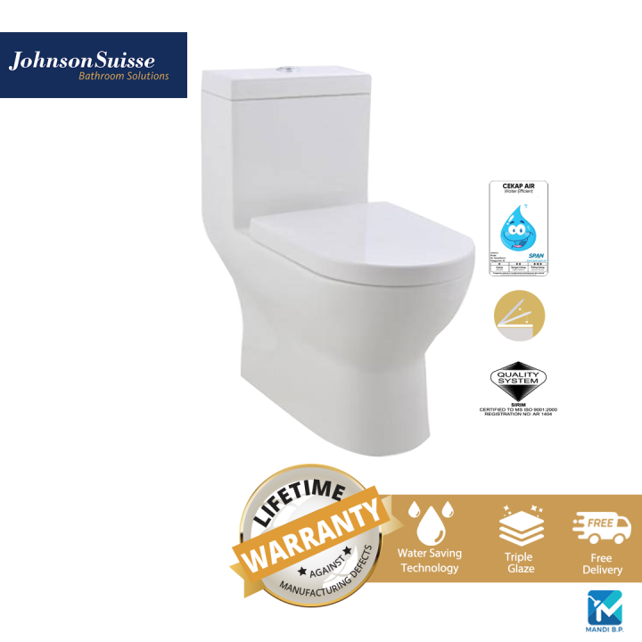 Johnson Suisse Erika Onepiece Rimless WC Toilet Bowl, UF Seat, BO 6/3L