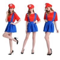 CP184 ชุดมาริโอหญิง มาริโอ มาริโอ้ Dress for Woman Mario Suit Super Mario Costume Party Game Cosplay Fancy Outfit