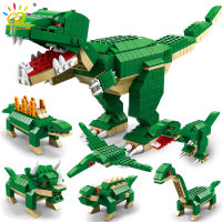 HUIQIBAO 1000Pcs 6in1 Jurassic ไดโนเสาร์ Tyrannosaurus Building Blocks Dino Park City อิฐก่อสร้างสำหรับเด็กของเล่นเด็ก