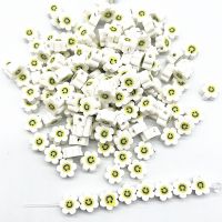 30pcs10mm White Smiling Face Beads Polymer Clay Spacer Loose Beads for Jewelry Making DIY Bracelet Accessories