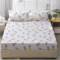 Bed Fitted Sheet with 2 Pillowcase Pineapple Printed Single Queen King Size Bedsheet Mattress Protector Cover Bottom Sheet Sets