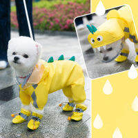 TPU All Seasons Waterproof Cute Cartoon Dinosaur Four-legged All-inclusive Belly Teddy Bear For Dog Little Puppy Raincoat