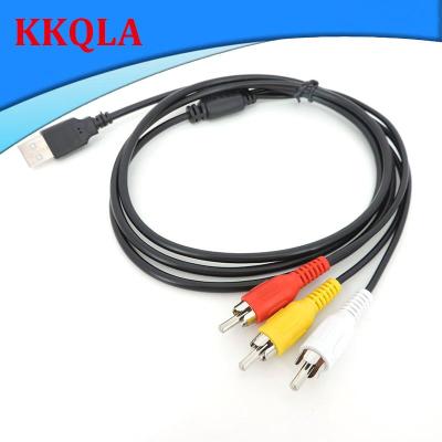QKKQLA 1.5M USB 2.0 To 3RCA Cable USB Male To 3 RCA Male connector Coverter Stereo Audio Video Cable Television Adapter Wire AV A/V TV