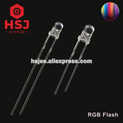 50pcs F3 3mm Fast / Slow RGB Flashing Rainbow Multi Color Light Emitting Diode Round Head LED Full Color Transparent Type Electrical Circuitry Parts