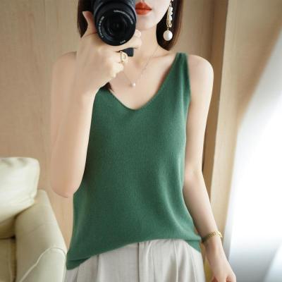 New Womens Clothing V-neck Camisole for Spring and Summer Womens Inner Slim-fit Base Shirt Outer Wear Knitted Top 2023