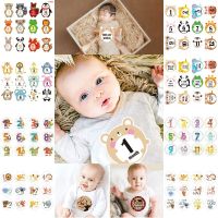 12Pcs Animal Month Sticker Baby Photography Commemorative Card Number Milestone Memorial Sticker Newborn Baby Photo Props  Cooktop Parts  Accessories