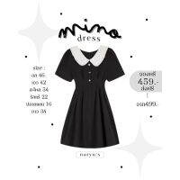 (พร้อมส่ง) Mino Dress เดรสดำคอบัวกระดุมหัวใจไซส์ใหญ่