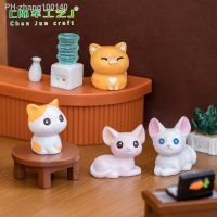 ZOCDOU 1 Piece Cartoon Short Cute Cat Small Statue Figurine Crafts Figure Ornament Miniatures Home Decoration