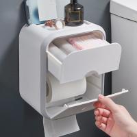 Bathroom Toilet Paper Organizer Waterproof High Capacity Dust-proof Punch-free Wall Mounted Roll Paper Storage Box Home Supplies