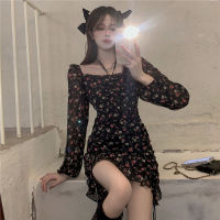 Dresses Women Long Sleeve Drawstring Dress Female Design Sense Spring and Autumn Korean Style New Floral Skirt Short Skirt