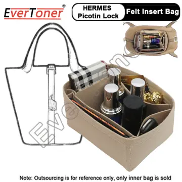 For HERMES Picotin 18 22 Make up Organizer Felt Cloth Handbag