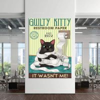 Cat retro guilty kitten toilet paper is not me poster bar restaurant cafe home art wall decoration