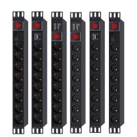 S68 PDU ตู้กระจายปลั๊กไฟ8ทาง AC เยอรมัน/ซ็อกเก็ตฝรั่งเศสโอเวอร์โหลดสายไฟสวิตช์ปล๊ก EU 2เมตร