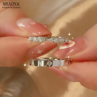 MIAOYA Fashion Jewelry Shop แหวนคู่ทองแดงแหวนคริสตัลหรูสำหรับผู้หญิงของขวัญวันเกิดที่สวยงามอุปกรณ์เสริมที่ปราศจากสนิม