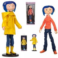 17ซม. NECA Coraline ประตูลับสวมใส่ Kemeja Bergaris Dan Jas Hujan Mainan รุ่นตุ๊กตาขยับแขนขาได้ Boneka Natal Gitf