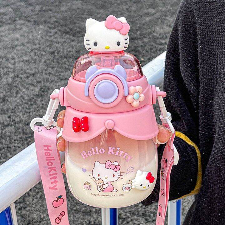 hellokitty-ถ้วยน้ำสาวสูงมูลค่าท้องใหญ่ถ้วยความจุขนาดใหญ่ฤดูร้อนเด็กนักเรียนน่ารักฟางถ้วย-icecubes