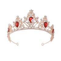 Dainty Crowns สำหรับผู้หญิงวันเกิดมงกุฎสีแดงอัญมณีเจ้าหญิงมงกุฎ Tiaras สำหรับสาวคริสตัล Headband งานแต่งงานของขวัญ